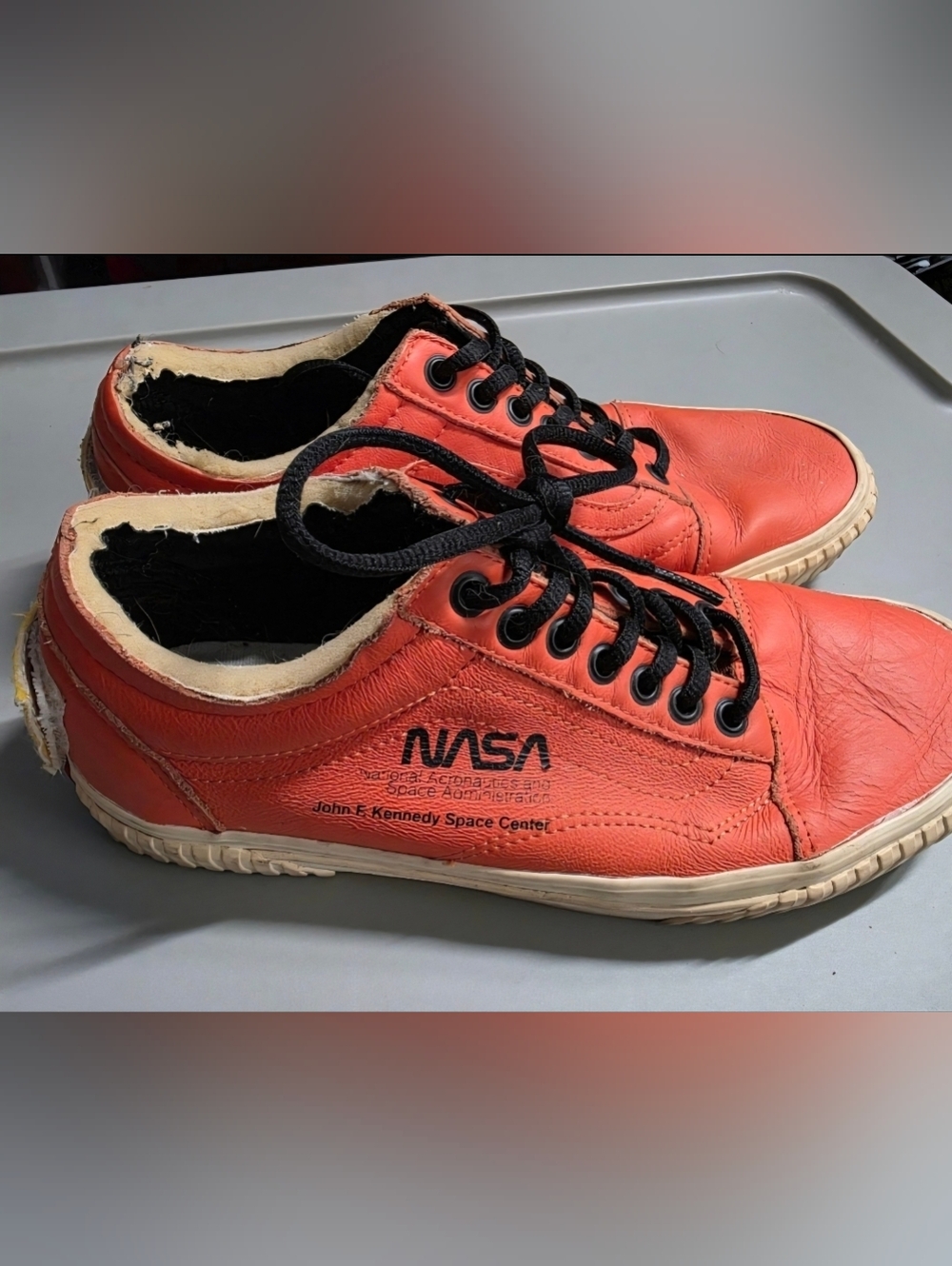 Vans Orange and Black Low-Top Sneakers